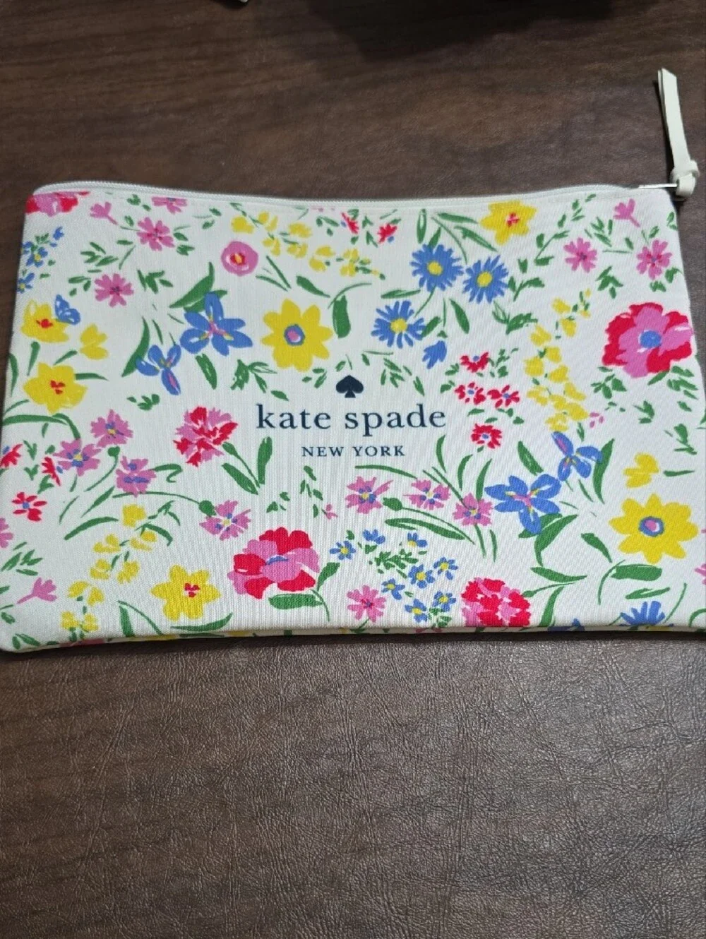 kate spade White Floral Zip Pouch